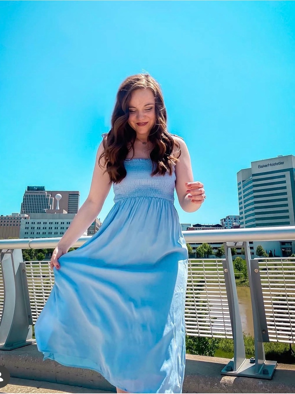 Light Blue Smocked Lulu’s Midi Dress